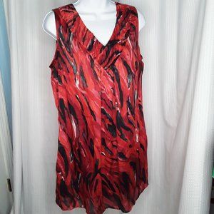 Lane Bryant Red&Black V-neck Sleeveless Shift Dress Size 14 (1193)